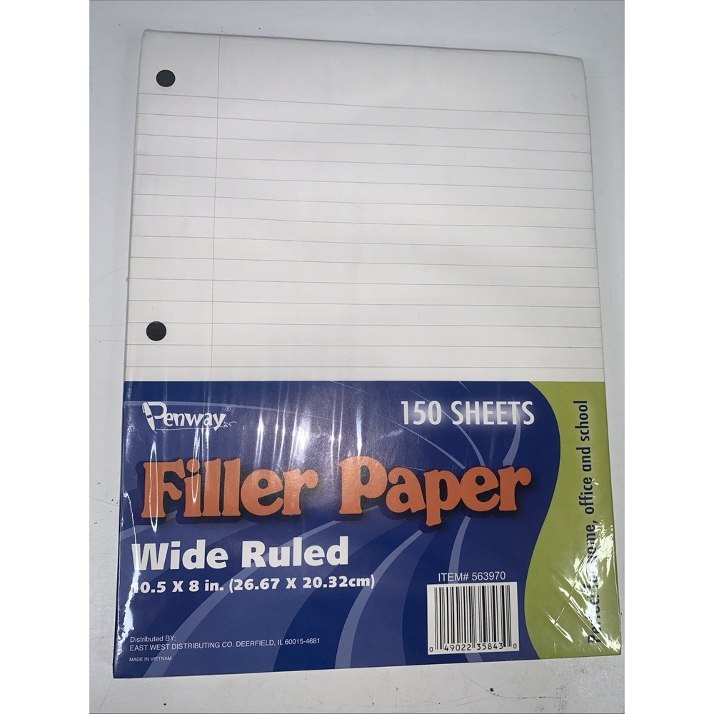 Penway 150‎ Sheets Wide ruled notebook filler paper 10.5x8"